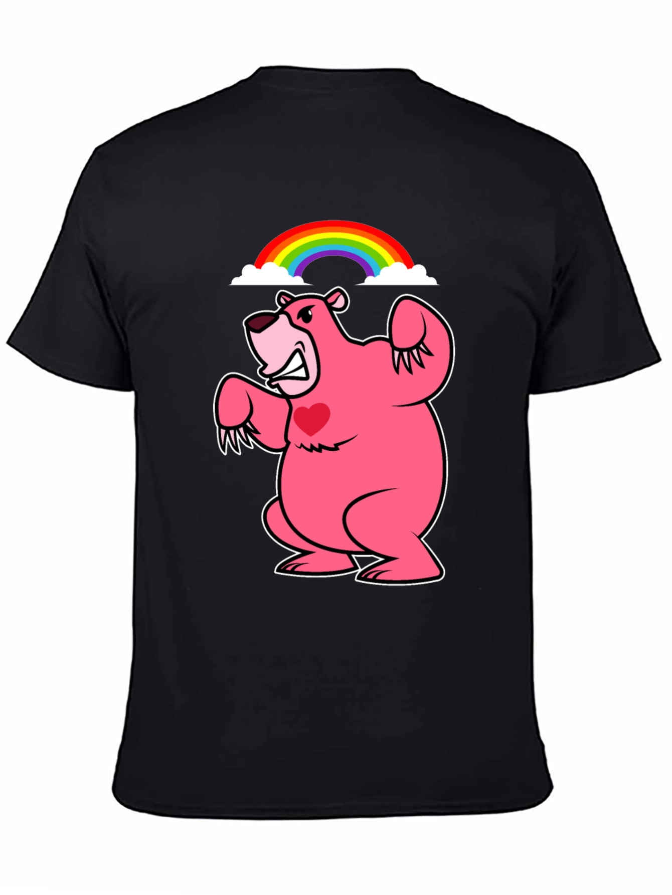 Rainbow Bear T-Shirt - Black Crew Neck