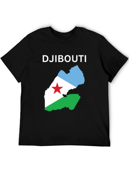 Djibouti Flag Map T-Shirt - Black Cotton Tee