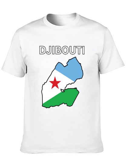 Djibouti Flag Map T-Shirt - Black Cotton Tee