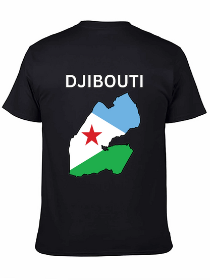 Djibouti Flag Map T-Shirt - Black Cotton Tee