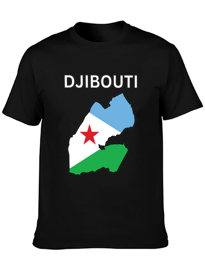 Djibouti Flag Map T-Shirt - Black Cotton Tee