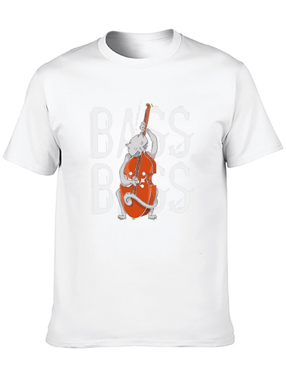 Cat Bass Player Graphic T-Shirt
