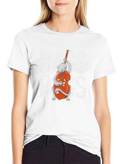 Cat Bass Player Graphic T-Shirt
