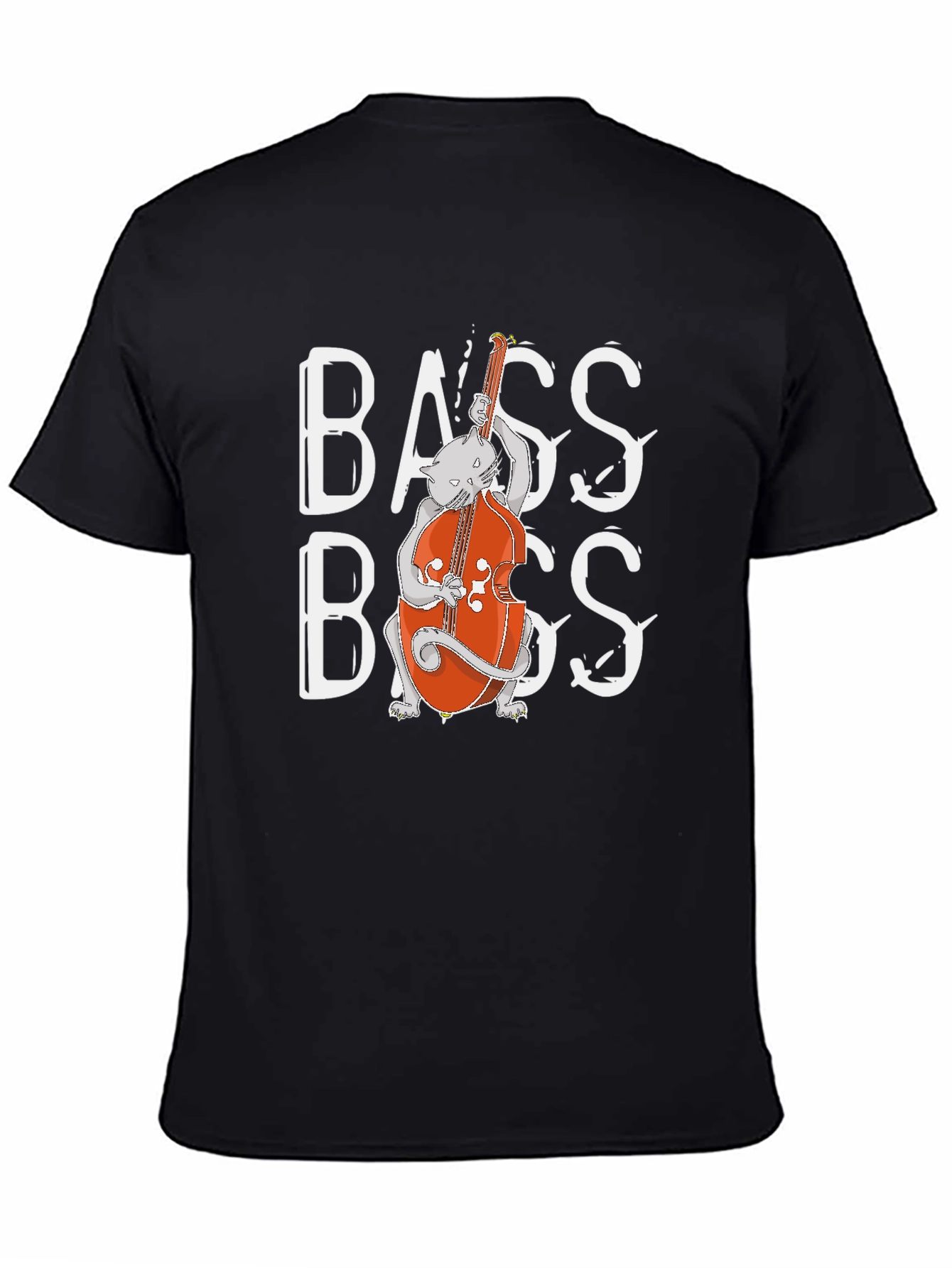 Cat Bass Player Graphic T-Shirt