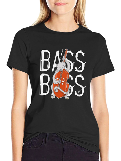 Cat Bass Player Graphic T-Shirt