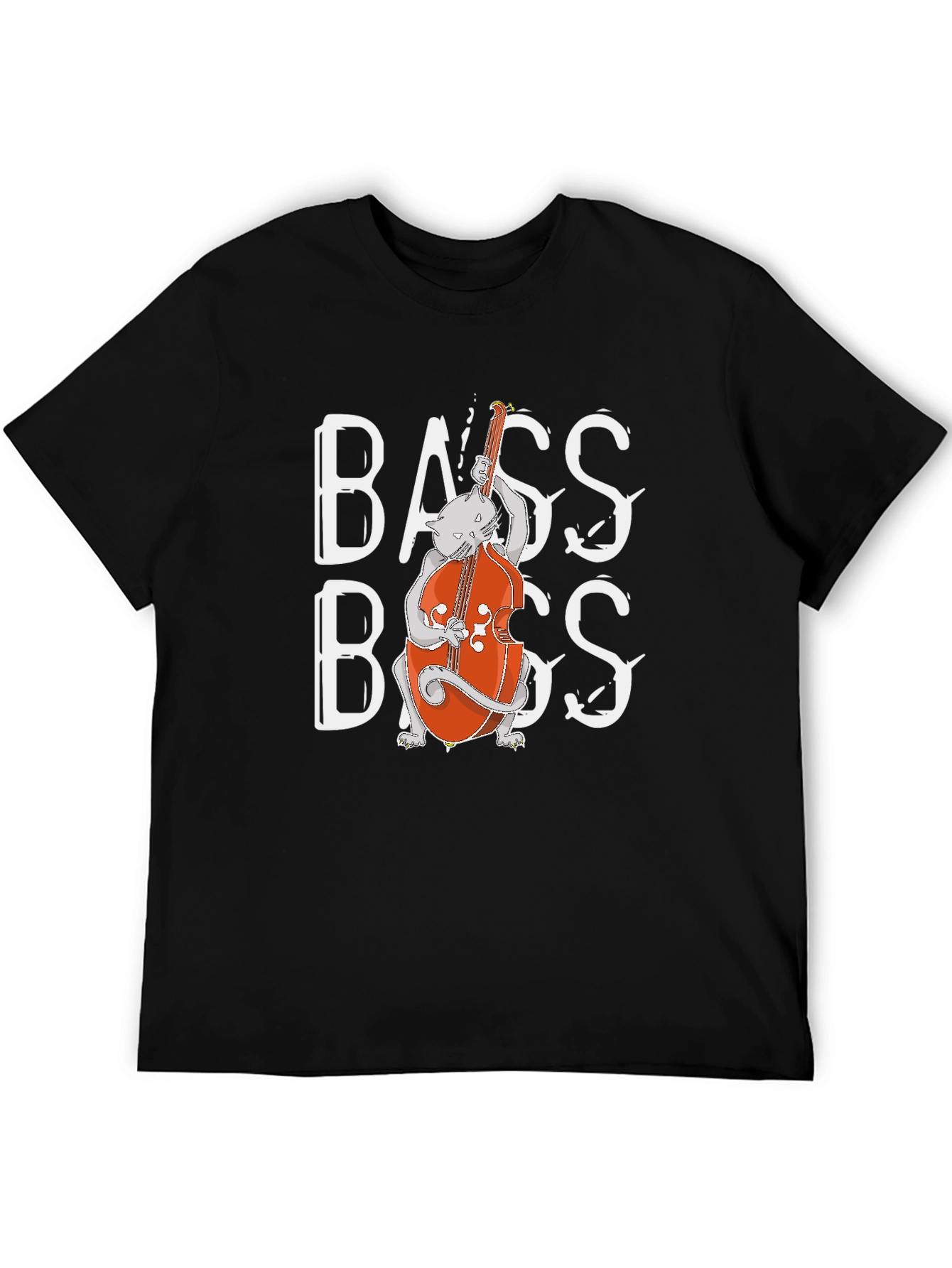 Cat Bass Player Graphic T-Shirt