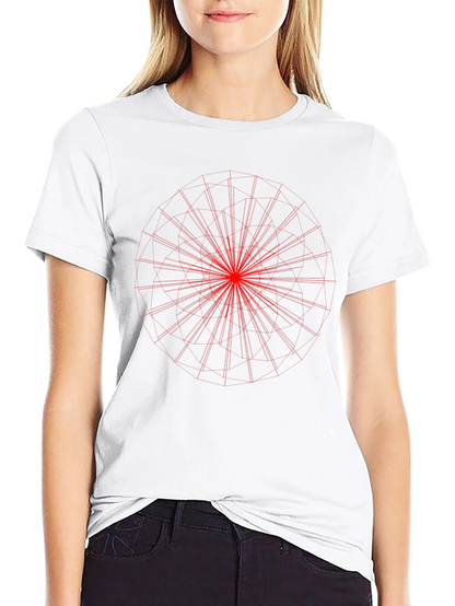 Black Tee with Red Geometric Print