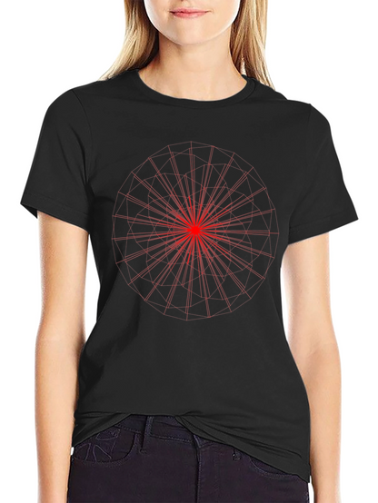 Black Tee with Red Geometric Print