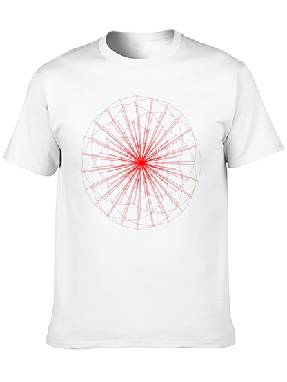 Black Tee with Red Geometric Print