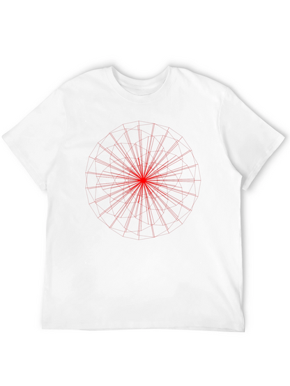 Black Tee with Red Geometric Print