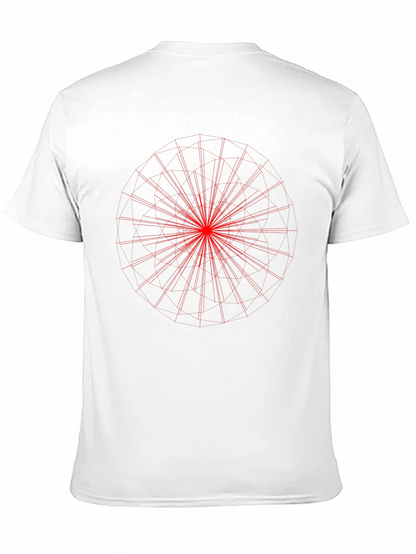Black Tee with Red Geometric Print