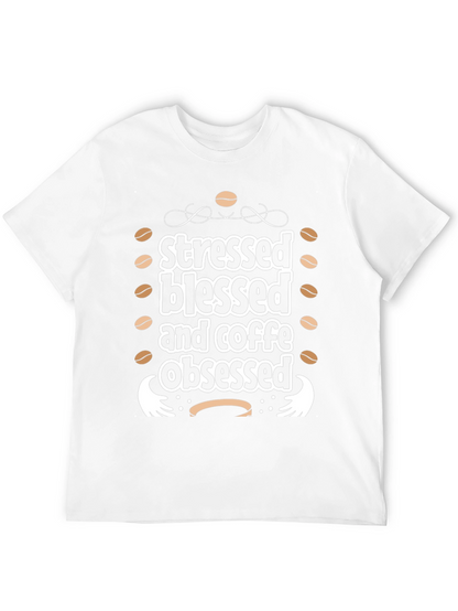 Stressed Blessed Coffee Obsessed Black Graphic Tee