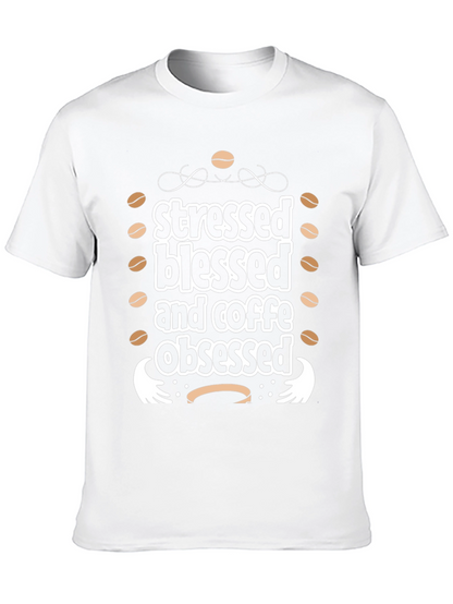 Stressed Blessed Coffee Obsessed Black Graphic Tee