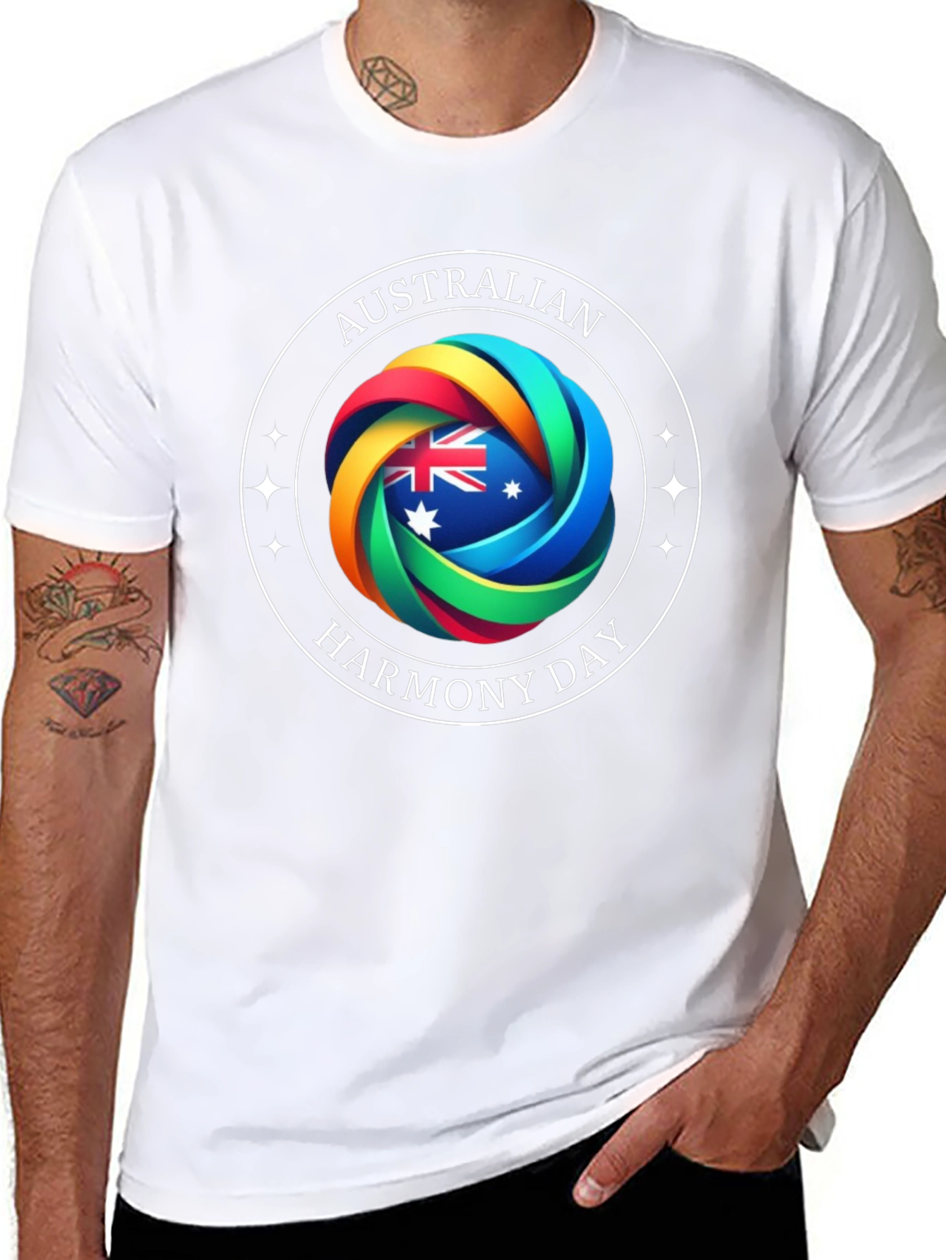 Australian Harmony Day Black T-Shirt