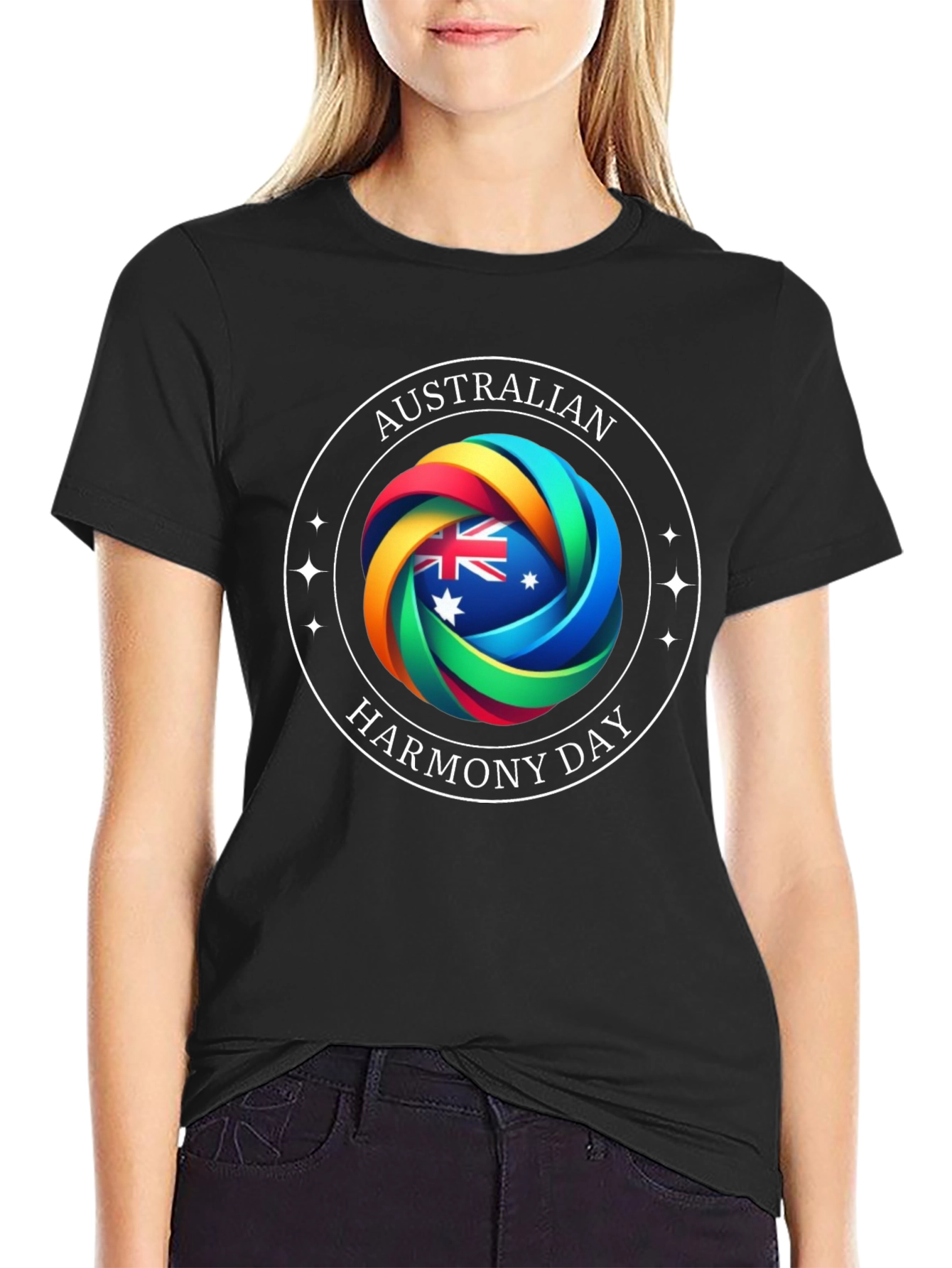 Australian Harmony Day Black T-Shirt