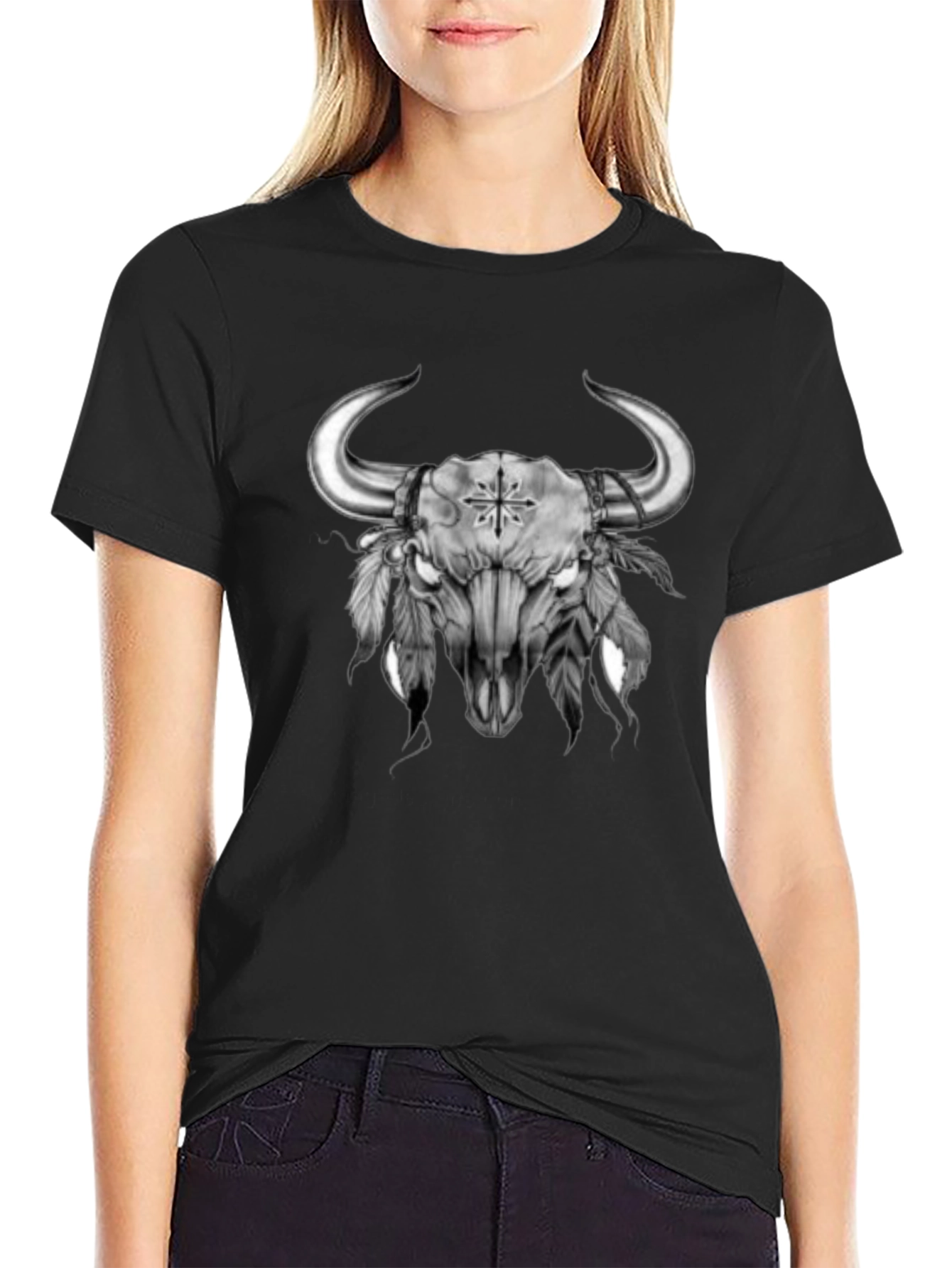 Bull Skull Graphic Tee - Western Style