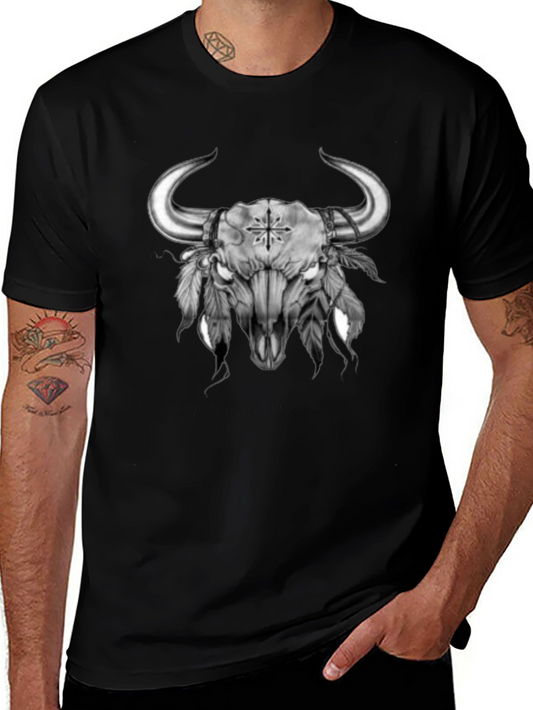 Bull Skull Graphic Tee - Western Style