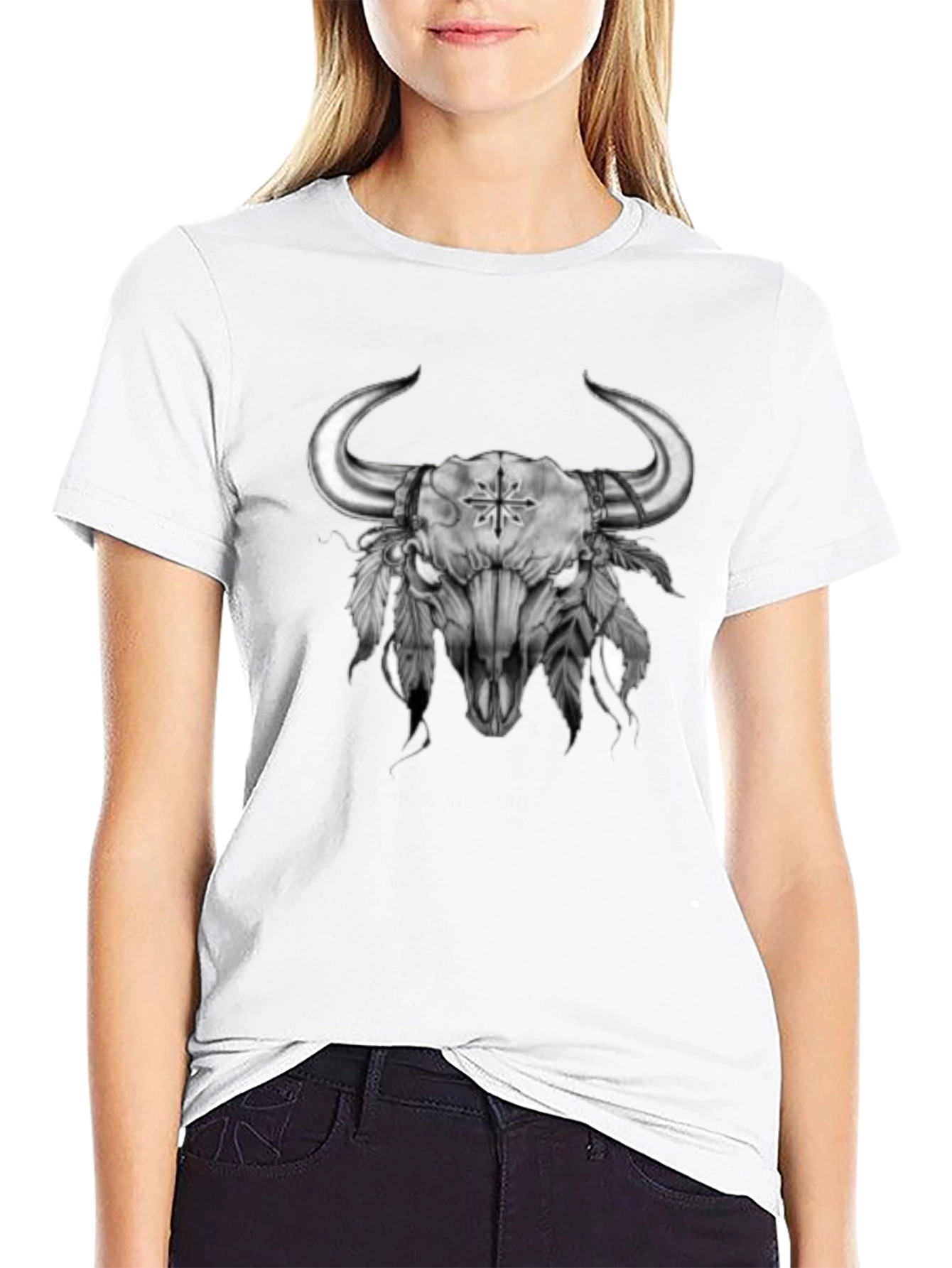 Bull Skull Graphic Tee - Western Style