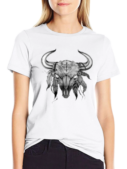 Bull Skull Graphic Tee - Western Style