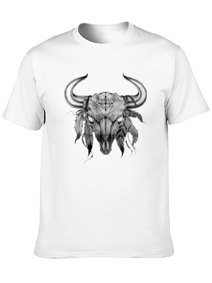 Bull Skull Graphic Tee - Western Style