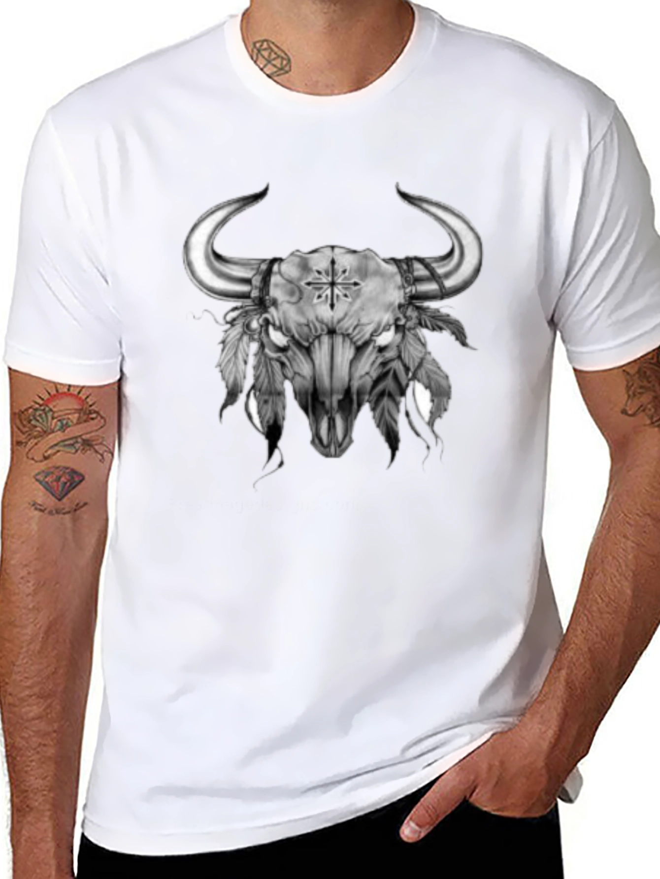 Bull Skull Graphic Tee - Western Style