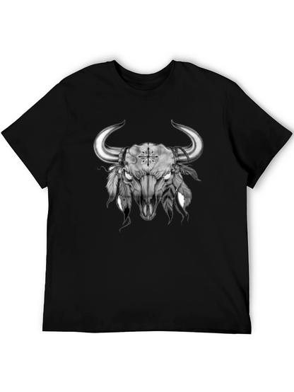Bull Skull Graphic Tee - Western Style