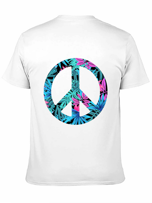 Tropical Peace Sign Black T-Shirt
