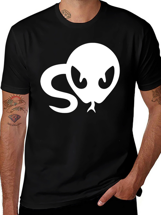 Snake Head Graphic Tee - Black Cotton T-Shirt