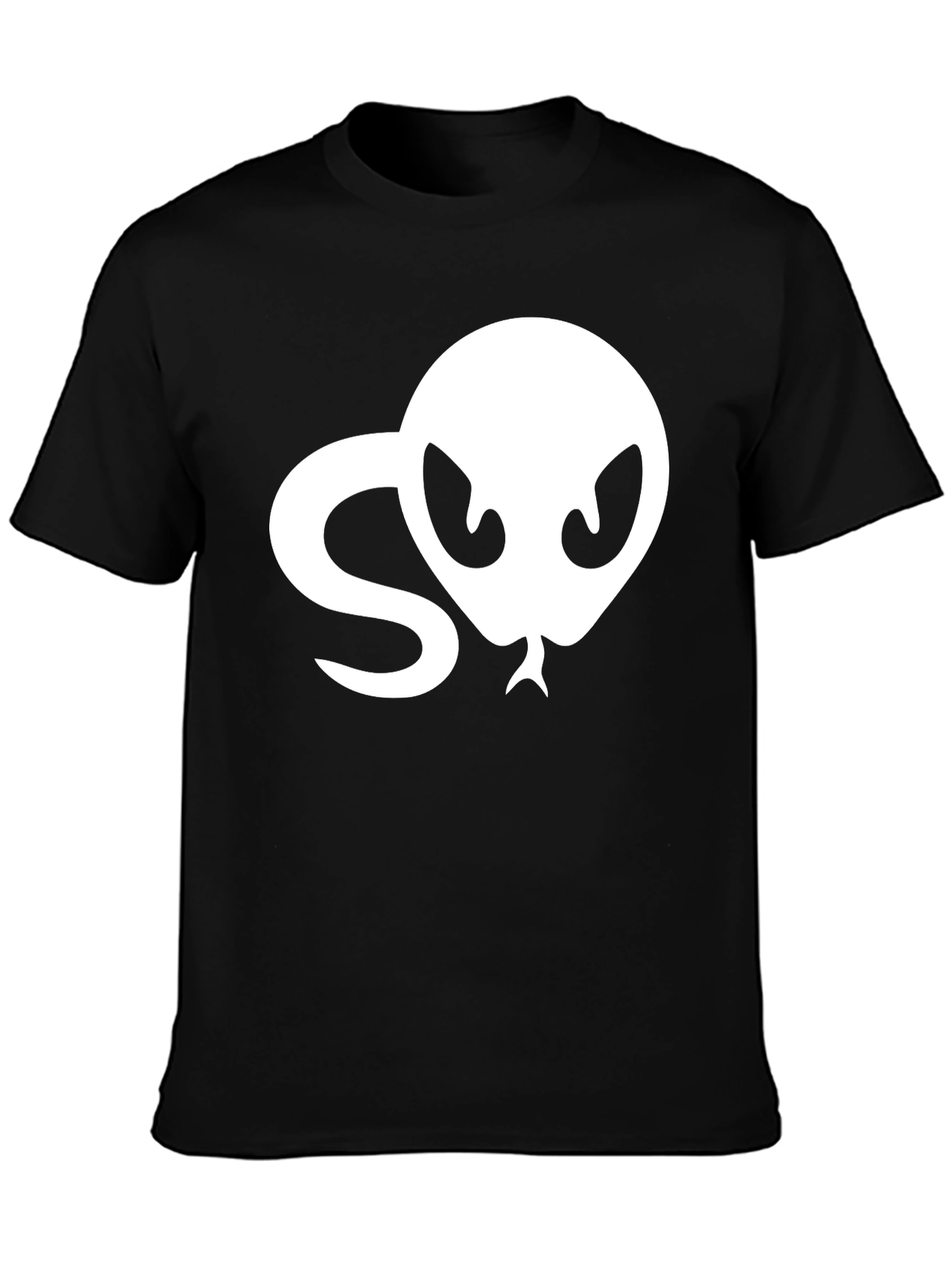 Snake Head Graphic Tee - Black Cotton T-Shirt