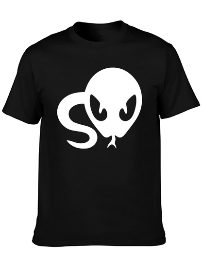 Snake Head Graphic Tee - Black Cotton T-Shirt