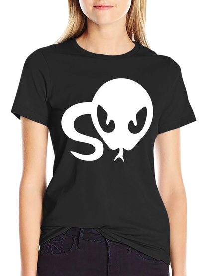 Snake Head Graphic Tee - Black Cotton T-Shirt