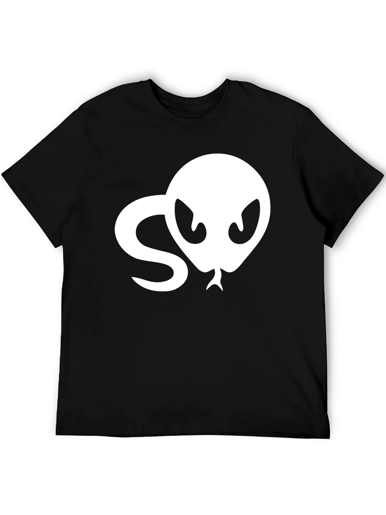 Snake Head Graphic Tee - Black Cotton T-Shirt