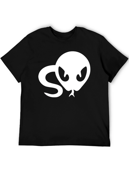 Snake Head Graphic Tee - Black Cotton T-Shirt