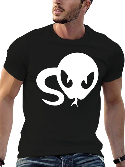 Snake Head Graphic Tee - Black Cotton T-Shirt