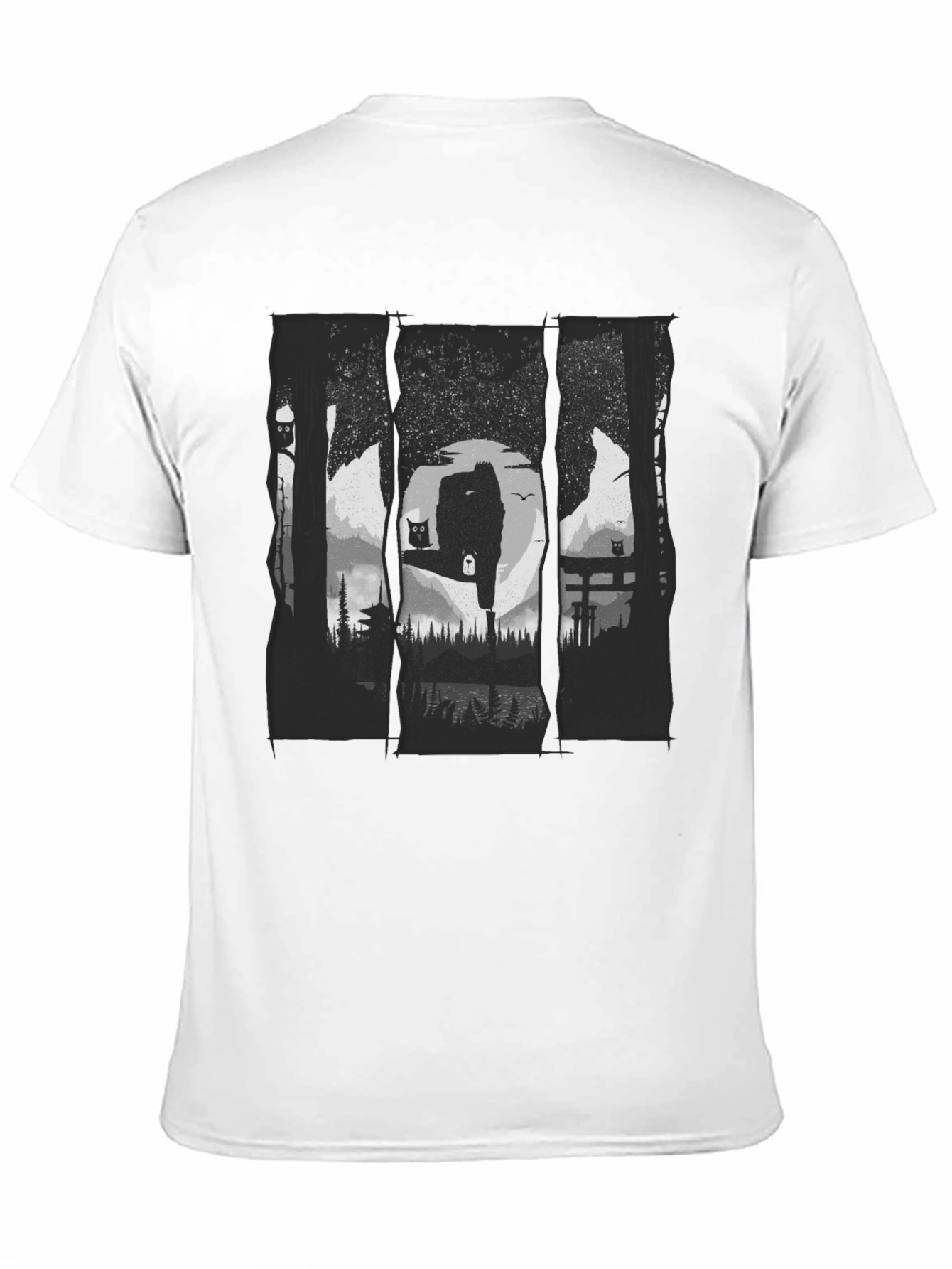 Nature Owl Graphic Black T-Shirt