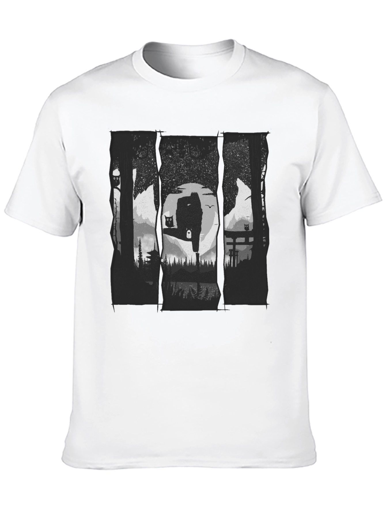 Nature Owl Graphic Black T-Shirt