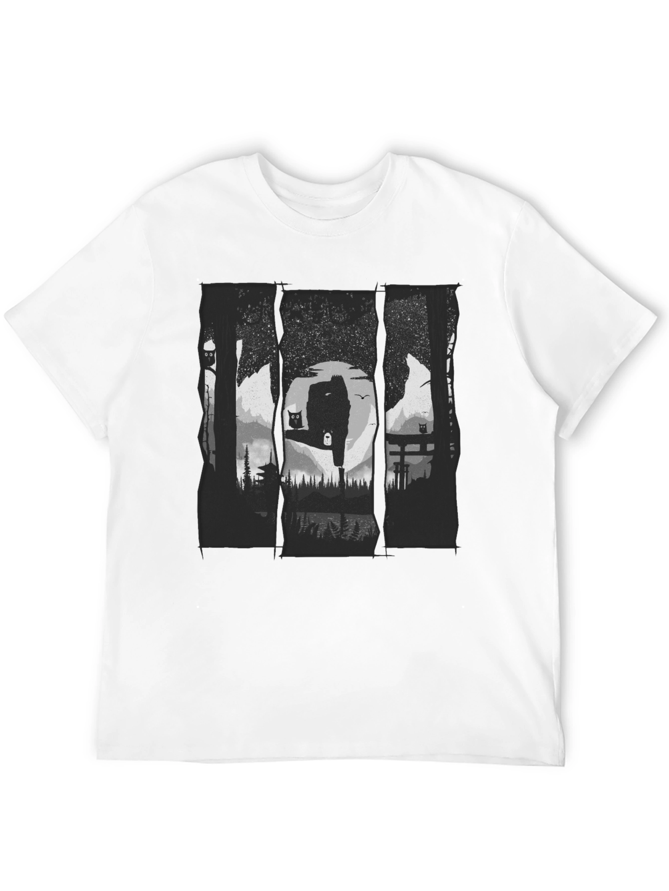 Nature Owl Graphic Black T-Shirt