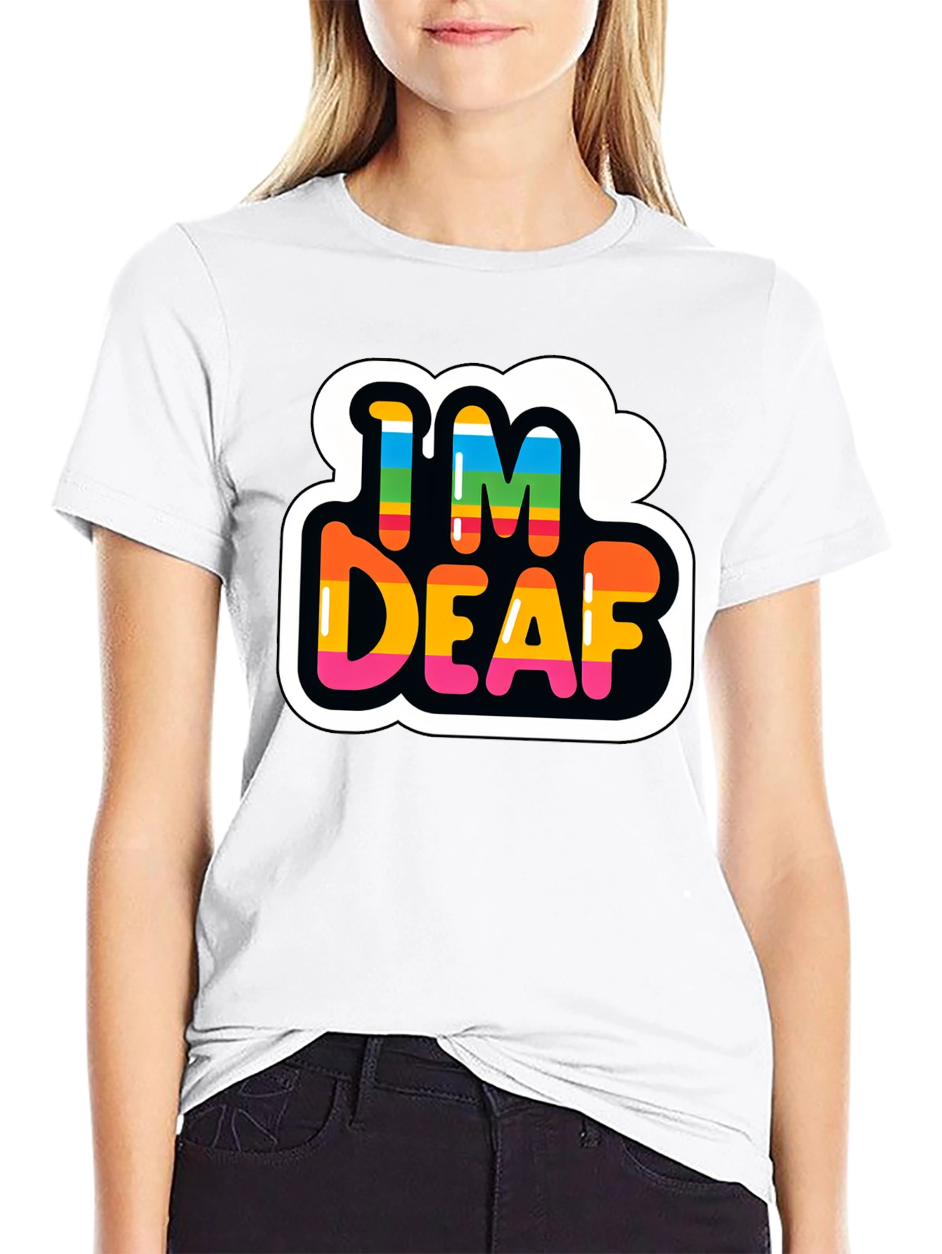 Im Deaf Rainbow T-Shirt - Black Cotton Tee
