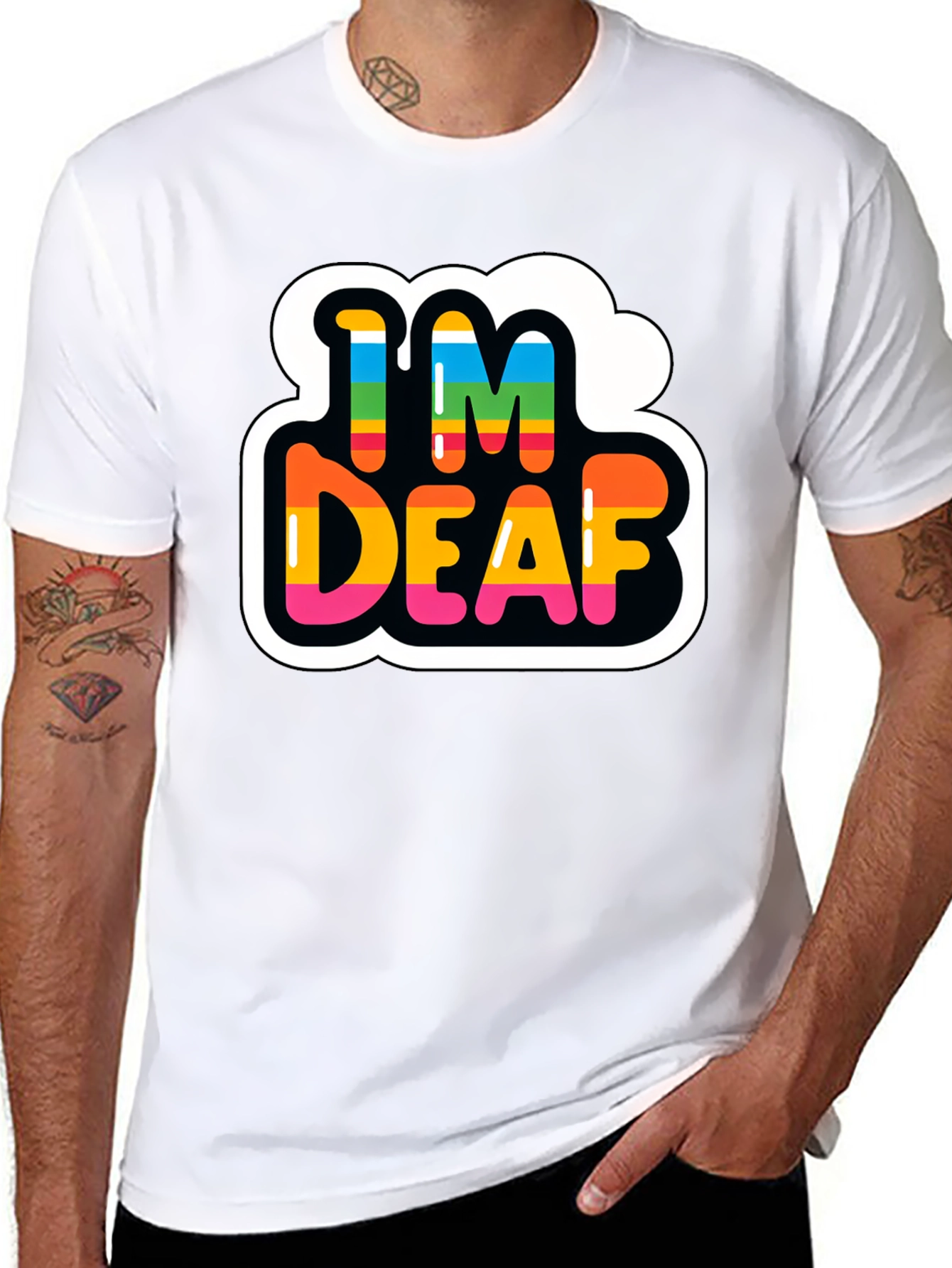 Im Deaf Rainbow T-Shirt - Black Cotton Tee