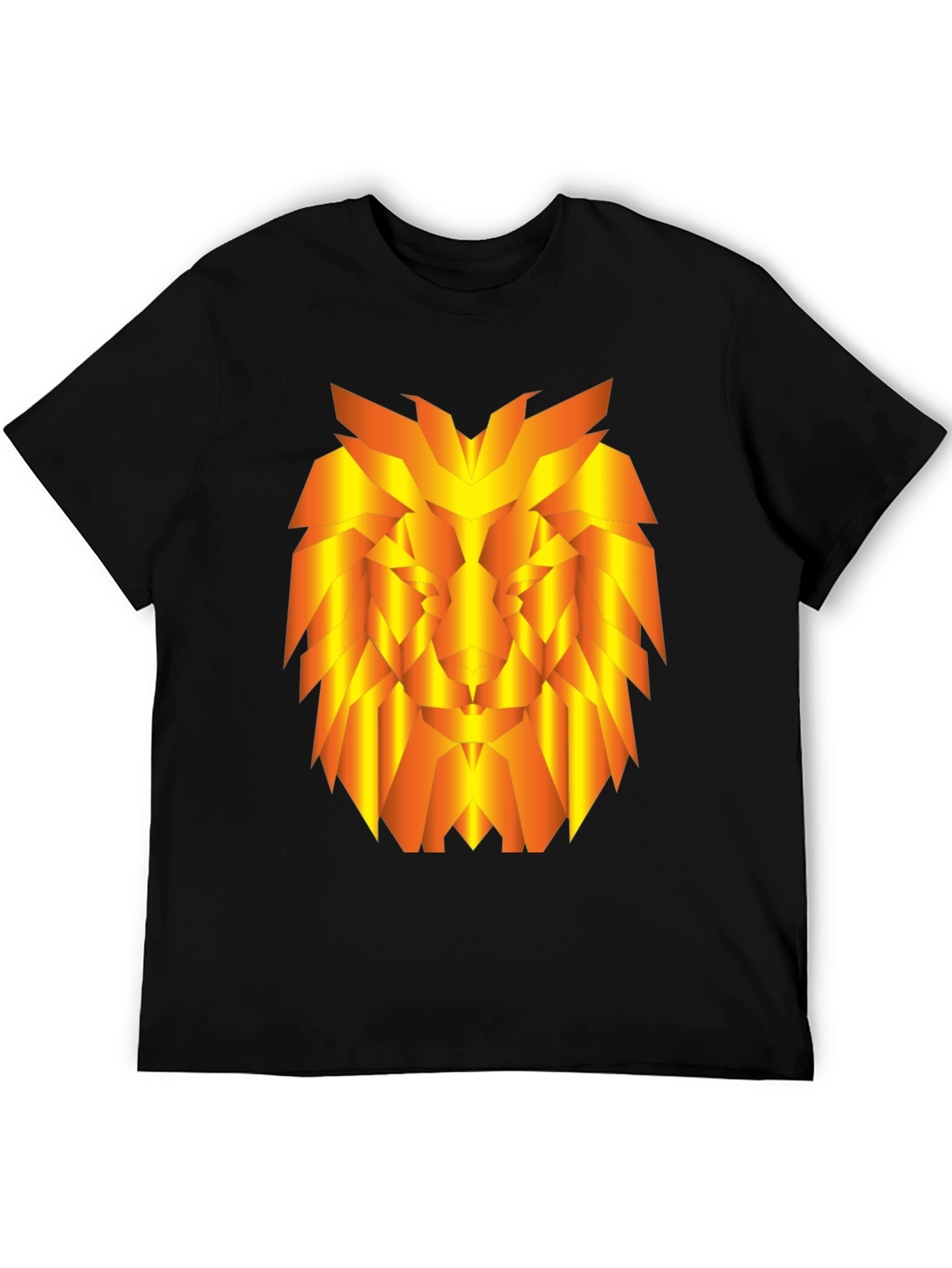 Geometric Lion Graphic Tee - Stylish Black T-Shirt