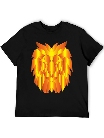 Geometric Lion Graphic Tee - Stylish Black T-Shirt