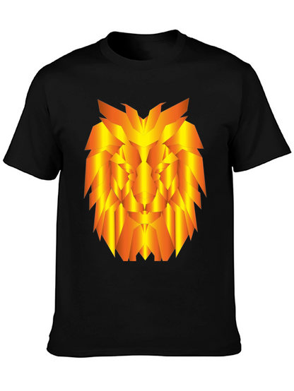 Geometric Lion Graphic Tee - Stylish Black T-Shirt