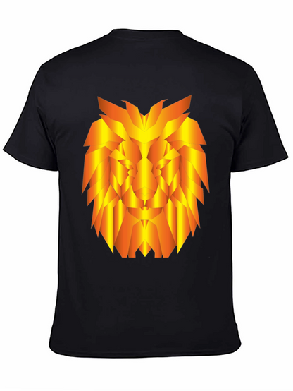 Geometric Lion Graphic Tee - Stylish Black T-Shirt