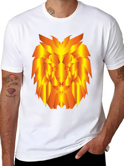 Geometric Lion Graphic Tee - Stylish Black T-Shirt