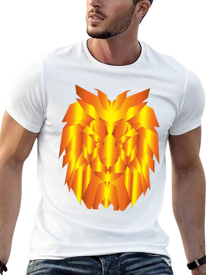 Geometric Lion Graphic Tee - Stylish Black T-Shirt