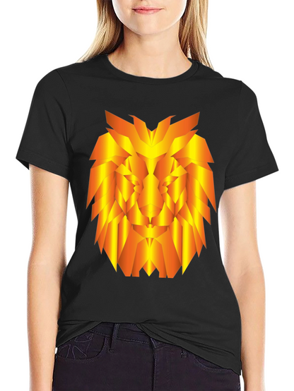 Geometric Lion Graphic Tee - Stylish Black T-Shirt