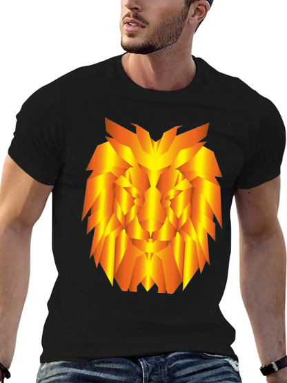 Geometric Lion Graphic Tee - Stylish Black T-Shirt