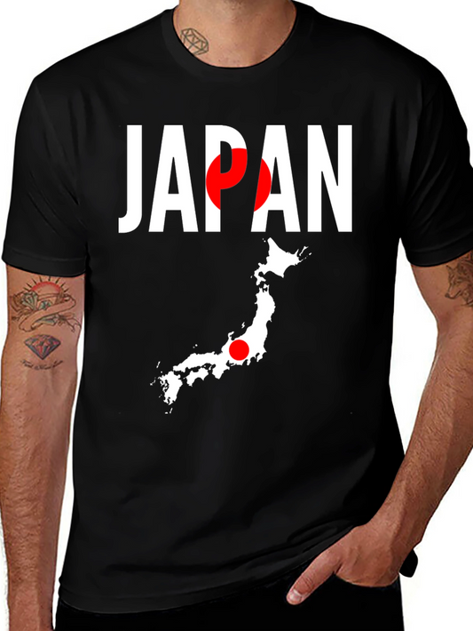 Japan Flag Graphic Tee - Black Crew Neck T-Shirt