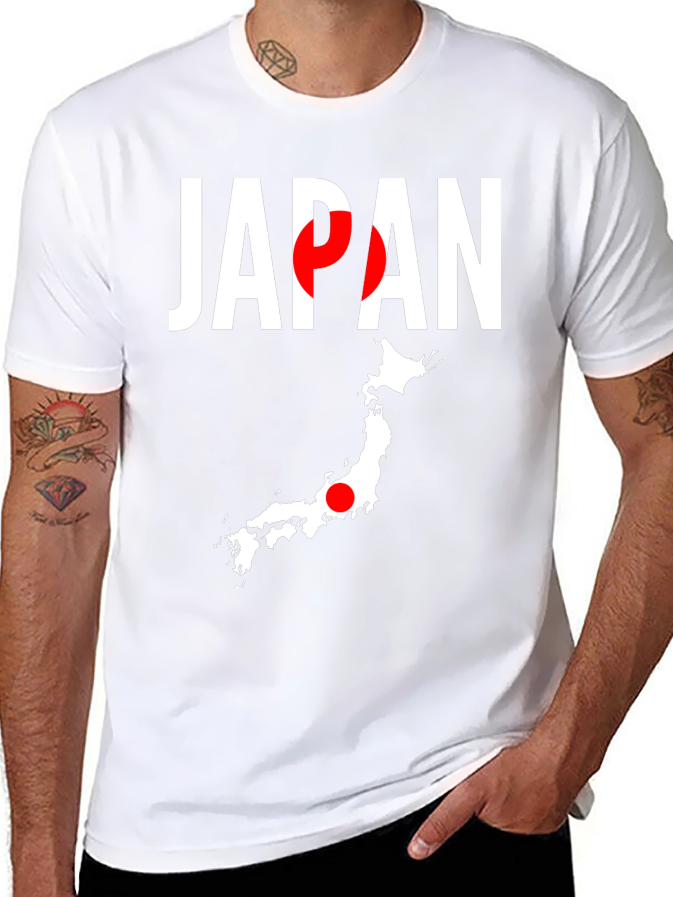 Japan Flag Graphic Tee - Black Crew Neck T-Shirt