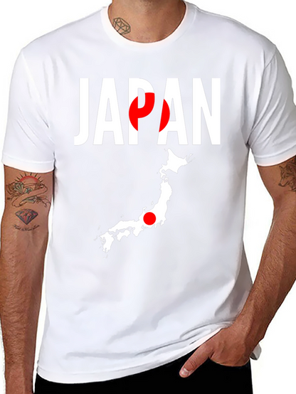 Japan Flag Graphic Tee - Black Crew Neck T-Shirt